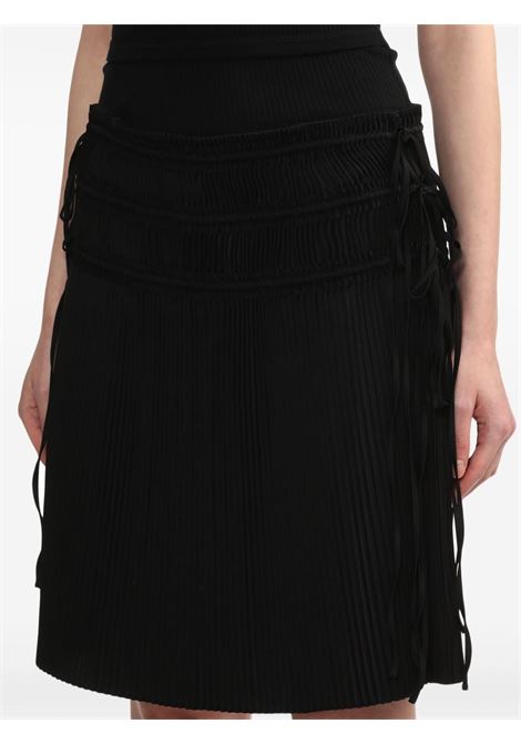 Black strap-detail pleated midi skirt - women HELMUT LANG | O02HW302001